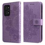 For OPPO Realme GT Neo2 7-petal Flowers Embossed Flip Leather Phone Case with Holder & Card Slots(Light Purple)