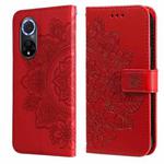 For Huawei nova 9 / Honor 50 7-petal Flowers Embossed Flip Leather Phone Case with Holder & Card Slots(Red)