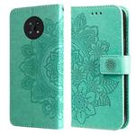 For Nokia G50 7-petal Flowers Embossed Flip Leather Phone Case with Holder & Card Slots(Green)