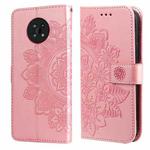 For Nokia G50 7-petal Flowers Embossed Flip Leather Phone Case with Holder & Card Slots(Rose Gold)