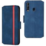 For Galaxy A20s Retro Frosted Oil Side Horizontal Flip Case with Holder & Card Slots(Blue)