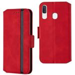 For Galaxy A20 / A30 Retro Frosted Oil Side Horizontal Flip Case with Holder & Card Slots(Red)