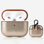 Snakeskin Texture Earphone Protective Case with Hang Buckle For AirPods 3(Gold)
