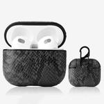 Snakeskin Texture Earphone Protective Case with Hang Buckle For AirPods 3(Dark Gray)