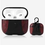 Snakeskin Texture and Leather Stitching Earphone Protective Case with Hang Buckle For AirPods 3(Coffee)