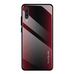 For Galaxy A50 Texture Gradient Glass Protective Case(Red)