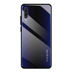 For Galaxy A50 Texture Gradient Glass Protective Case(Dark Blue)