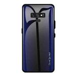 For Galaxy Note 9 Texture Gradient Glass Protective Case(Dark Blue)