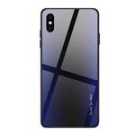For iPhone XS Max Texture Gradient Glass Protective Case(Dark Blue)