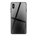 For iPhone XS Max Texture Gradient Glass Protective Case(Black)