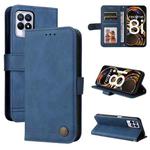 For OPPO Realme 8i Skin Feel Life Tree Metal Button Horizontal Flip Leather Phone Case(Blue)
