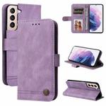 For Samsung Galaxy S22 Skin Feel Life Tree Metal Button Horizontal Flip Leather Phone Case(Purple)