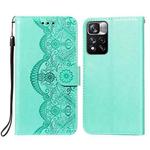 For Xiaomi Redmi Note 11 Pro Flower Vine Embossing Pattern Horizontal Flip Leather Phone Case with Card Slot & Holder & Wallet & Lanyard(Green)