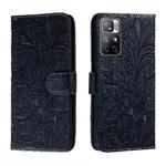 For Xiaomi Redmi Note 11 Lace Flower Leather Phone Case with Holder & Card Slots & Wallet & Photo Frame(Dark Blue)