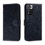 For Xiaomi Redmi Note 11 Pro Lace Flower Leather Phone Case with Holder & Card Slots & Wallet & Photo Frame(Dark Blue)