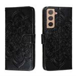 For Samsung Galaxy S22+ 5G Sun Mandala Embossing Pattern Phone Leather Case with Holder & Card Slots & Wallet & Lanyard(Black)