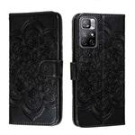 For Xiaomi Redmi Note 11 Sun Mandala Embossing Pattern Phone Leather Case with Holder & Card Slots & Wallet & Lanyard(Black)