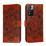 For Xiaomi Redmi Note 11 Pro Sun Mandala Embossing Pattern Phone Leather Case with Holder & Card Slots & Wallet & Lanyard(Brown)