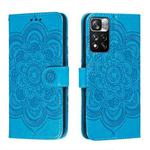 For Xiaomi Redmi Note 11 Pro Sun Mandala Embossing Pattern Phone Leather Case with Holder & Card Slots & Wallet & Lanyard(Blue)
