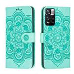 For Xiaomi Redmi Note 11 Pro Sun Mandala Embossing Pattern Phone Leather Case with Holder & Card Slots & Wallet & Lanyard(Green)