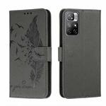 For Xiaomi Redmi Note 11 Feather Pattern Litchi Texture Leather Phone Case with Holder & Card Slots & Wallet(Grey)