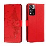 For Xiaomi Redmi Note 11 Pro Feather Pattern Litchi Texture Leather Phone Case with Holder & Card Slots & Wallet(Red)