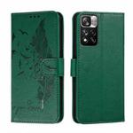 For Xiaomi Redmi Note 11 Pro Feather Pattern Litchi Texture Leather Phone Case with Holder & Card Slots & Wallet(Green)