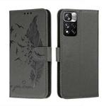 For Xiaomi Redmi Note 11 Pro Feather Pattern Litchi Texture Leather Phone Case with Holder & Card Slots & Wallet(Grey)
