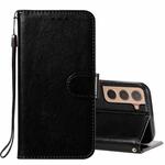 For Samsung Galaxy S22 5G Solid Color Leather Phone Case with Holder & Card Slots & Wallet & Lanyard(Black)