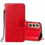 For Samsung Galaxy S22+ 5G Solid Color Leather Phone Case with Holder & Card Slots & Wallet & Lanyard(Red)