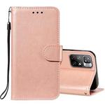 For Xiaomi Redmi Note 11 Solid Color Leather Phone Case with Holder & Card Slots & Wallet & Lanyard(Rose Gold)