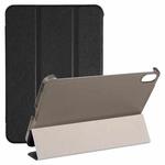 For iPad mini 6 Silk Texture Three-fold Horizontal Flip Leather Tablet Case with Holder(Black)