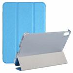 For iPad mini 6 Silk Texture Three-fold Horizontal Flip Leather Tablet Case with Holder(Sky Blue)