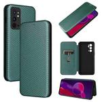 For OnePlus 9RT Carbon Fiber Texture Horizontal Flip Leather Phone Case(Green)
