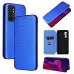 For OnePlus 9RT Carbon Fiber Texture Horizontal Flip Leather Phone Case(Blue)