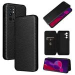 For OnePlus 9RT Carbon Fiber Texture Horizontal Flip Leather Phone Case(Black)