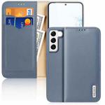For Samsung Galaxy S22 5G DUX DUCIS Hivo Series Cowhide Texture Leather Phone Case(Light Blue)