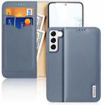 For Samsung Galaxy S22+ 5G DUX DUCIS Hivo Series Cowhide Texture Leather Phone Case(Light Blue)