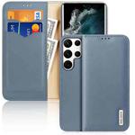 For Samsung Galaxy S22 Ultra 5G DUX DUCIS Hivo Series Cowhide Texture Leather Phone Case(Light Blue)