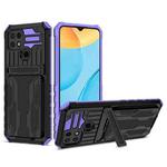 For OPPO A15 Kickstand Armor Card Wallet Phone Case(Purple)