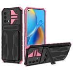 For OPPO A74 Kickstand Armor Card Wallet Phone Case(Pink)