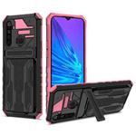 For OPPO Realme 5 / 5i / C3 Kickstand Armor Card Wallet Phone Case(Pink)