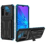 For OPPO Realme 5 / 5i / C3 Kickstand Armor Card Wallet Phone Case(Blue)