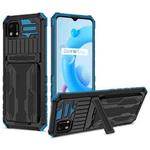 For OPPO Realme C20 Kickstand Armor Card Wallet Phone Case(Blue)