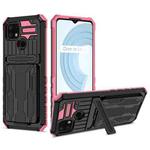 For OPPO Realme C21 Kickstand Armor Card Wallet Phone Case(Pink)