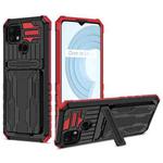 For OPPO Realme C21 Kickstand Armor Card Wallet Phone Case(Red)