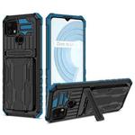 For OPPO Realme C21 Kickstand Armor Card Wallet Phone Case(Blue)