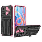 For Xiaomi Redmi Note 11 5G/Poco M4 Pro 5G Kickstand Armor Card Wallet Phone Case(Pink)