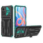For Xiaomi Redmi Note 11 5G/Poco M4 Pro 5G Kickstand Armor Card Wallet Phone Case(Dark Green)