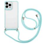 For iPhone 13 Macaron Color Phone Case with Lanyard(Blue)